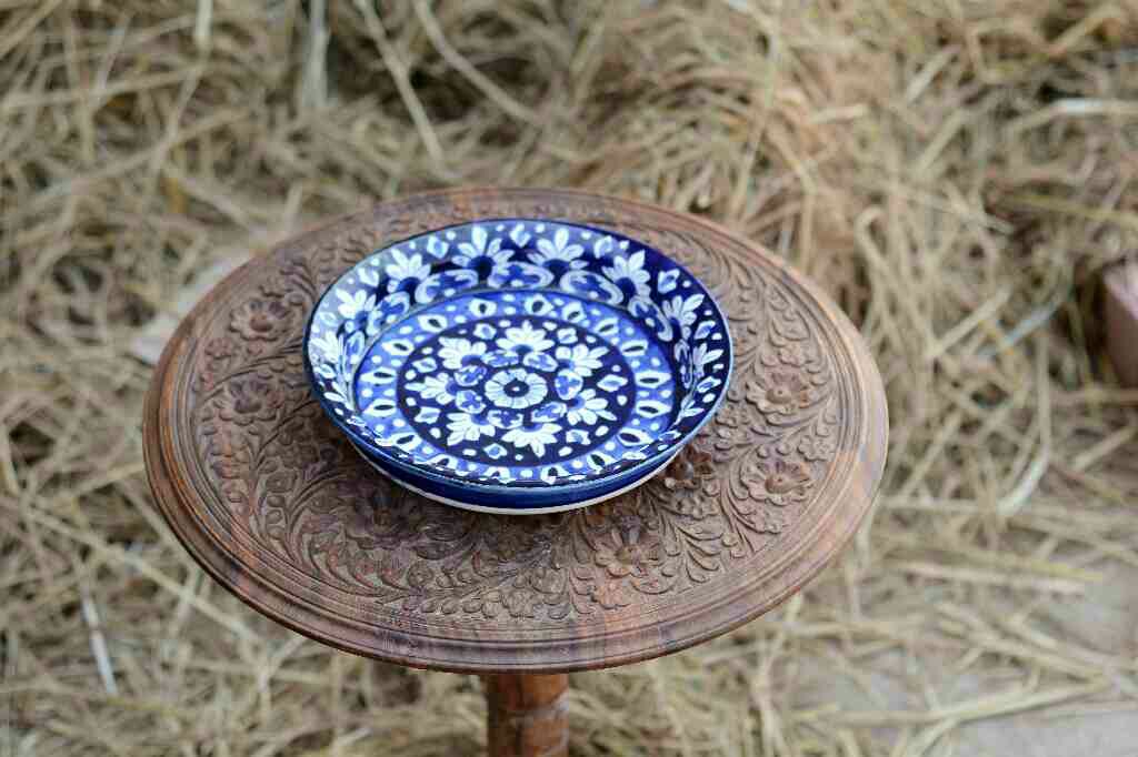 Blue Pottery Round dish - Duplicate IMG # 1
