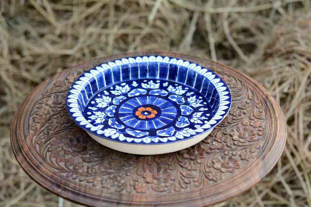 Blue Pottery Round dish - Duplicate IMG # 1
