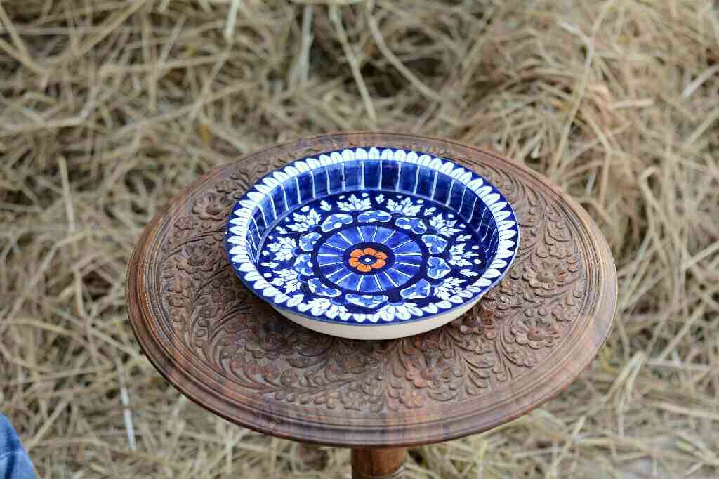 Blue Pottery Round dish IMG # 2