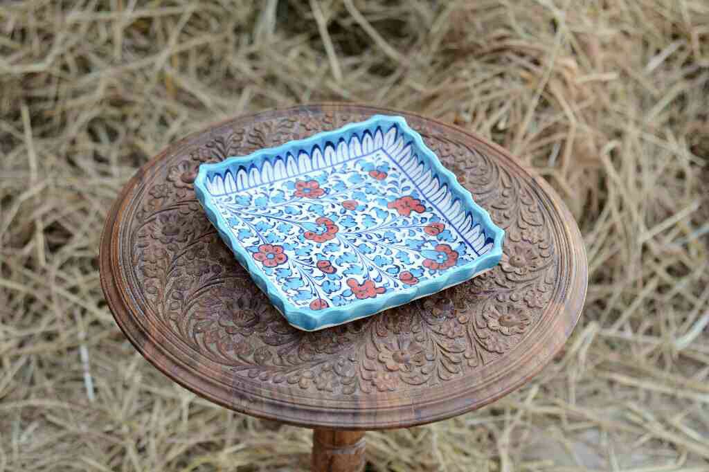 Blue Pottery Square shape Serving tray - Duplicate IMG # 1