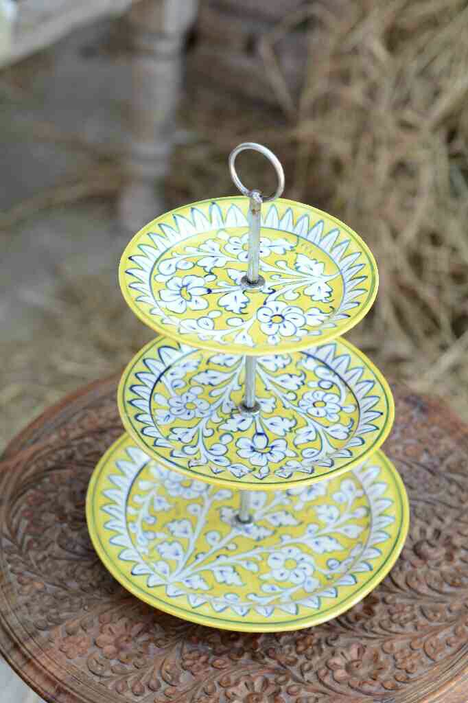 Blue Pottery Cup cake serving tray - Duplicate IMG # 1