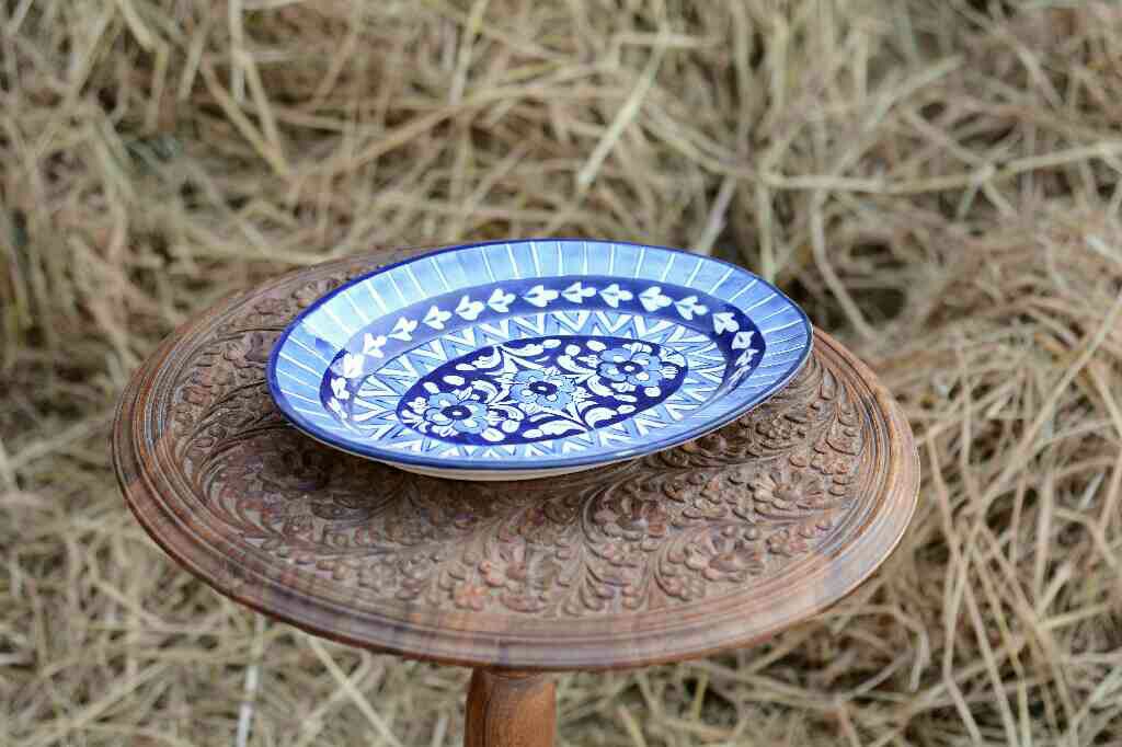 Blue Pottery Oval shape rice tray IMG # 2