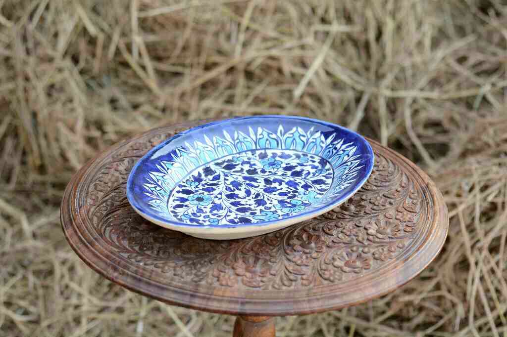 Blue Pottery Oval shape rice tray - Duplicate IMG # 1