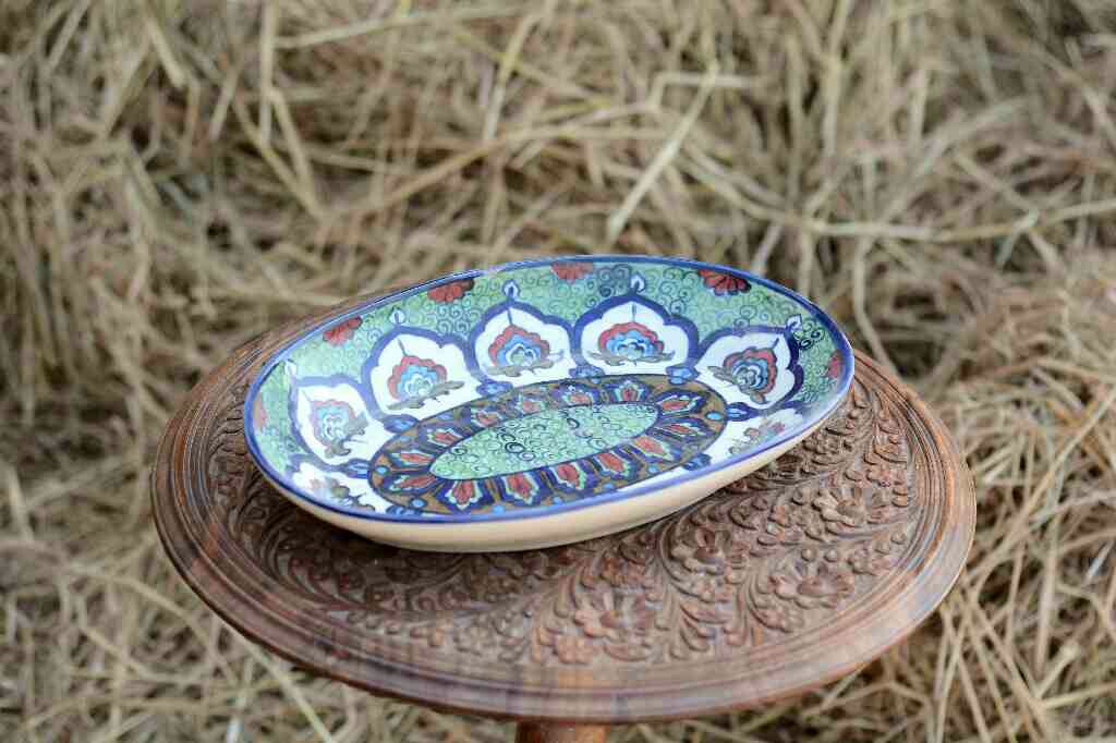 Blue Pottery Oval shape rice tray - Duplicate IMG # 1