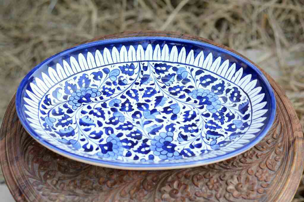 Blue Pottery Oval shape rice tray - Duplicate IMG # 2