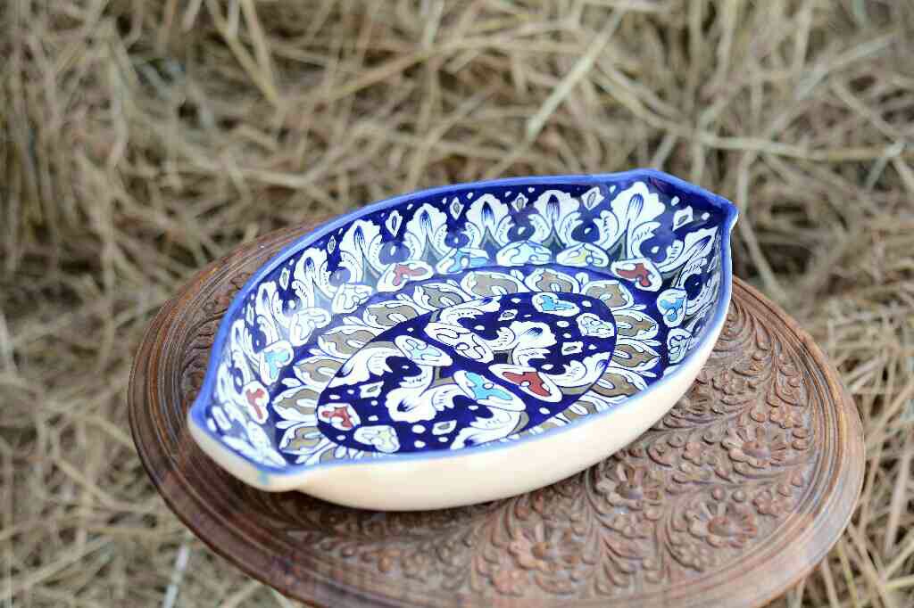 Blue Pottery Oval shape rice tray - Duplicate IMG # 1