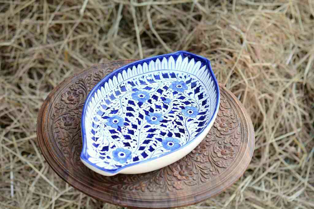 Blue Pottery Oval shape rice tray - Duplicate IMG # 1