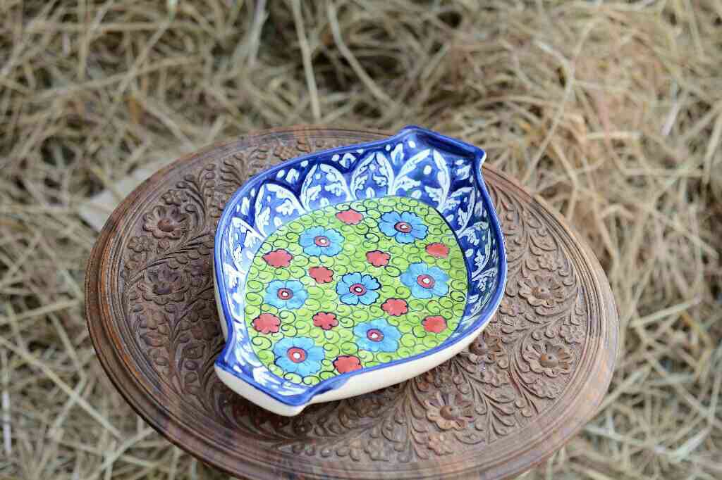 Blue Pottery Oval shape rice tray IMG # 1