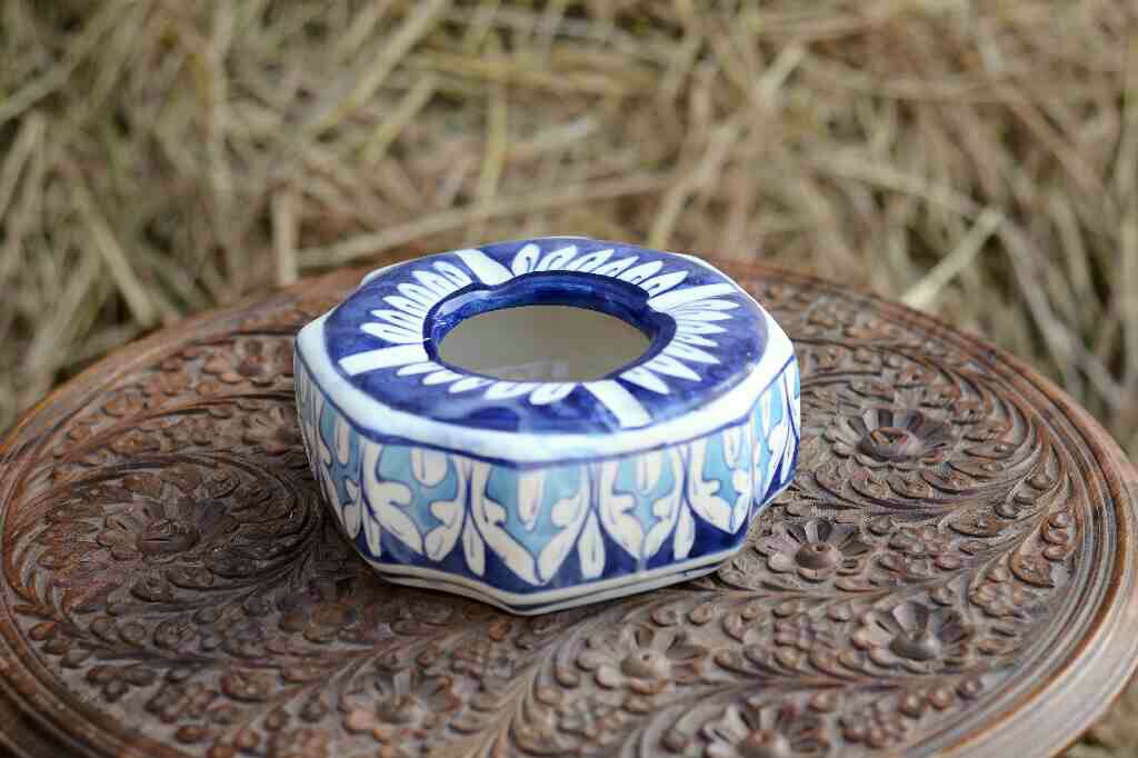 Blue Pottery Octa Shaped Ashtray - Duplicate IMG # 1