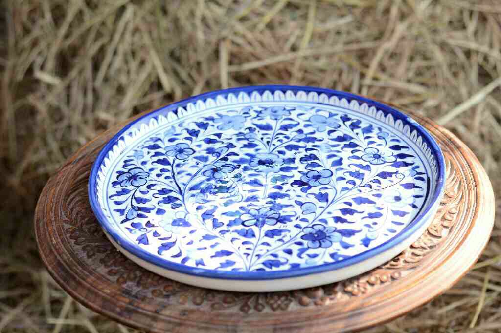 Blue pottery Pizza Tray - Duplicate IMG # 1