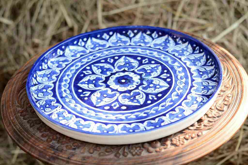 Blue pottery Pizza Tray - Duplicate IMG # 1