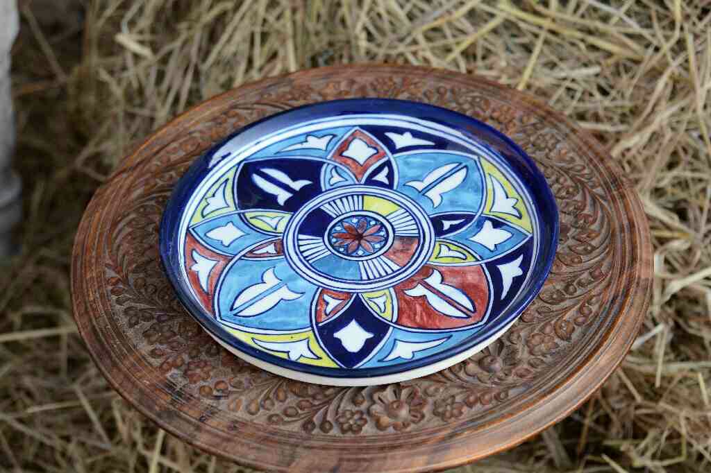 Blue pottery Pizza Tray IMG # 1