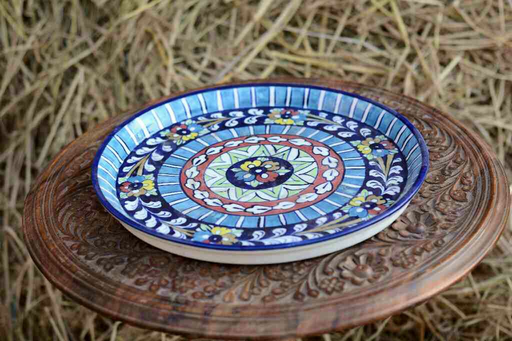 Blue pottery Pizza Tray - Duplicate IMG # 1