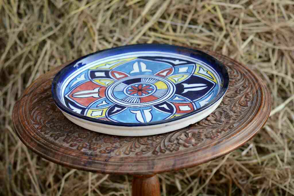 Blue pottery Pizza Tray - Duplicate IMG # 1