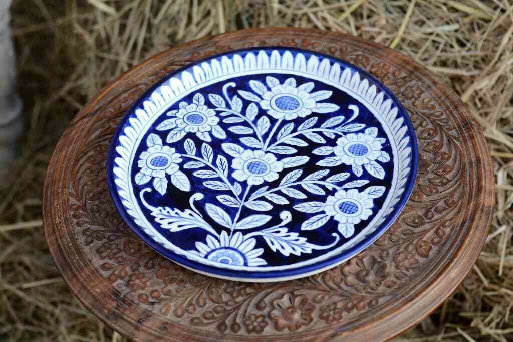 Blue pottery Pizza Tray - Duplicate IMG # 1
