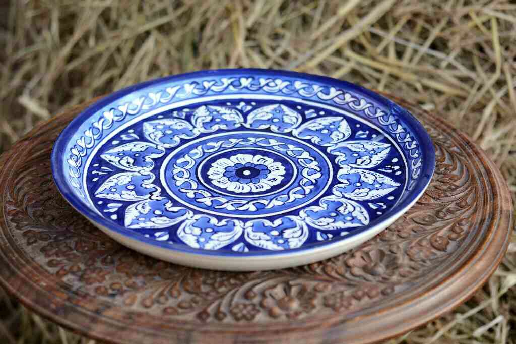 Blue pottery Pizza Tray - Duplicate IMG # 1