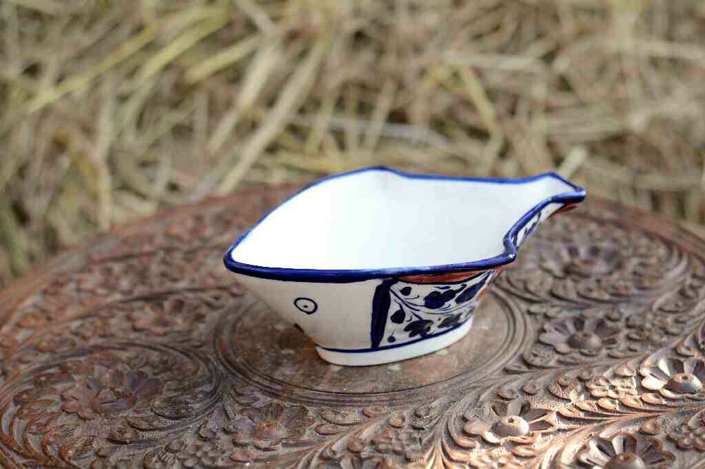 Blue Pottery Fish Design Raita Bowl - Duplicate IMG # 1