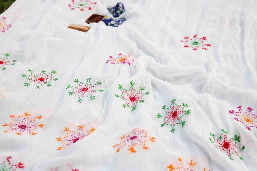 Crinkle crepe Fabric Embroided Dupatta - Duplicate - Duplicate IMG # 1