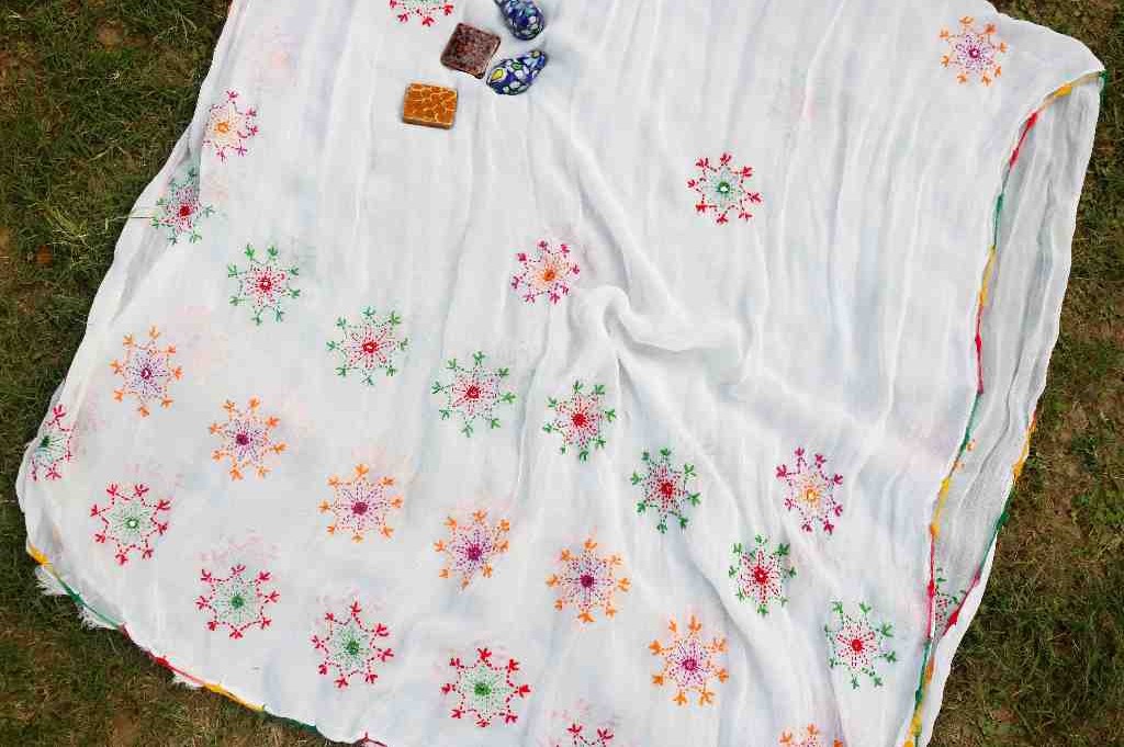 Crinkle crepe Fabric Embroided Dupatta IMG # 1