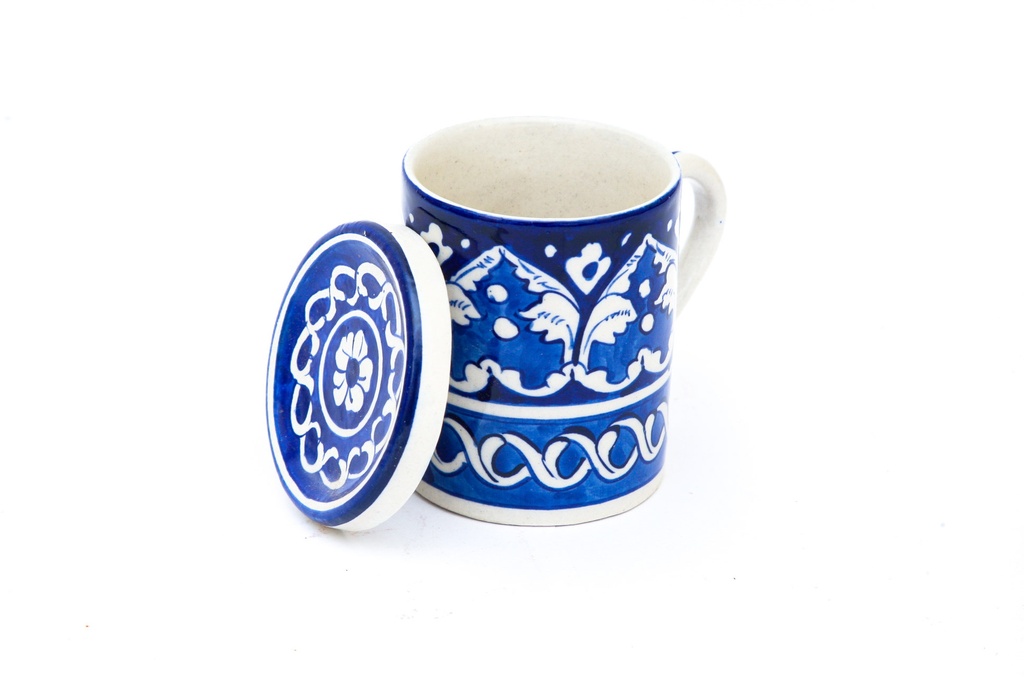 Blue Pottery Mug with Lid