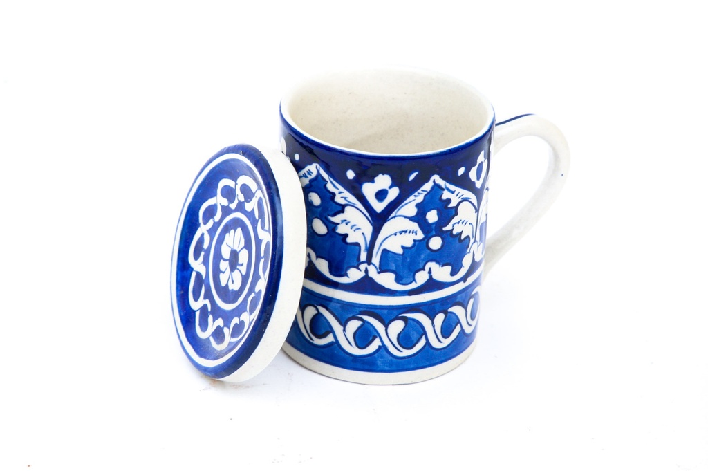 Blue Pottery Mug with Lid