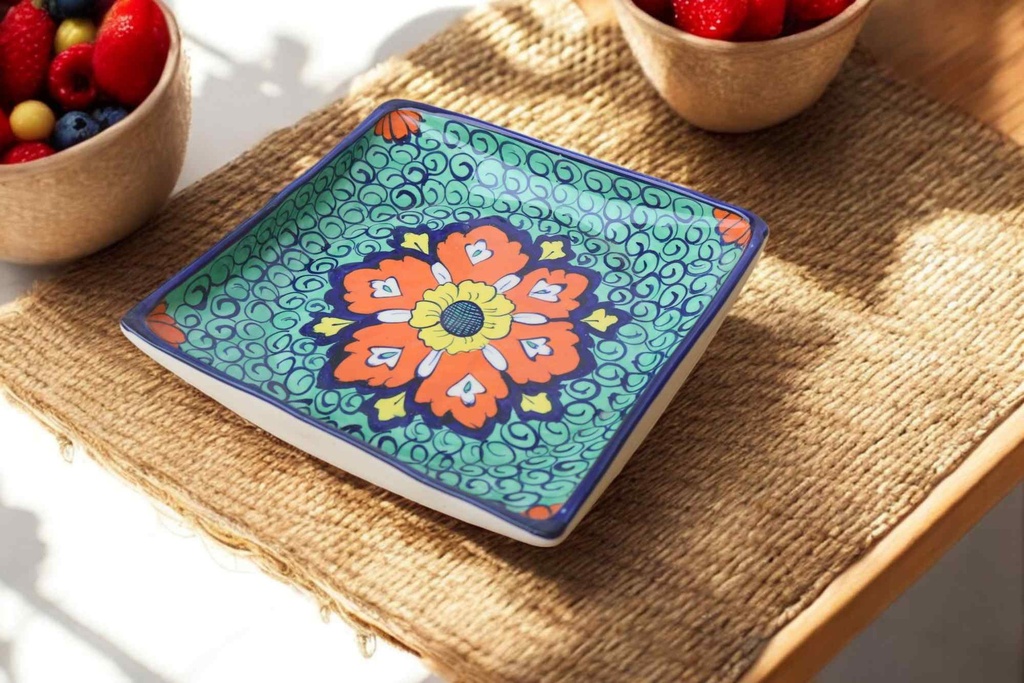 Blue Pottery Square Dish