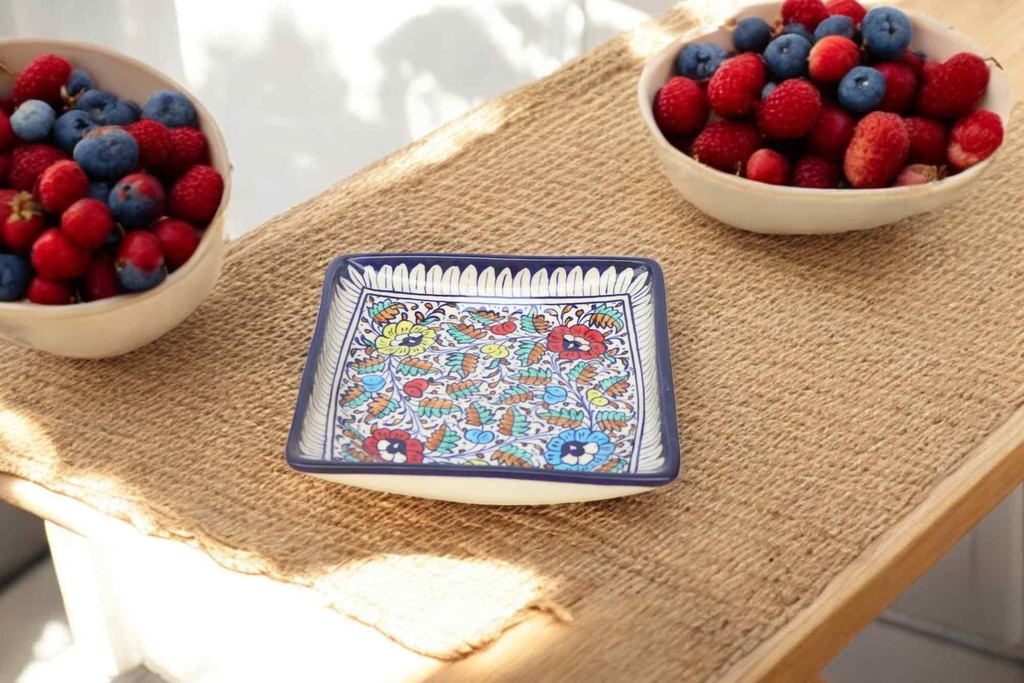 Blue Pottery Square Dish