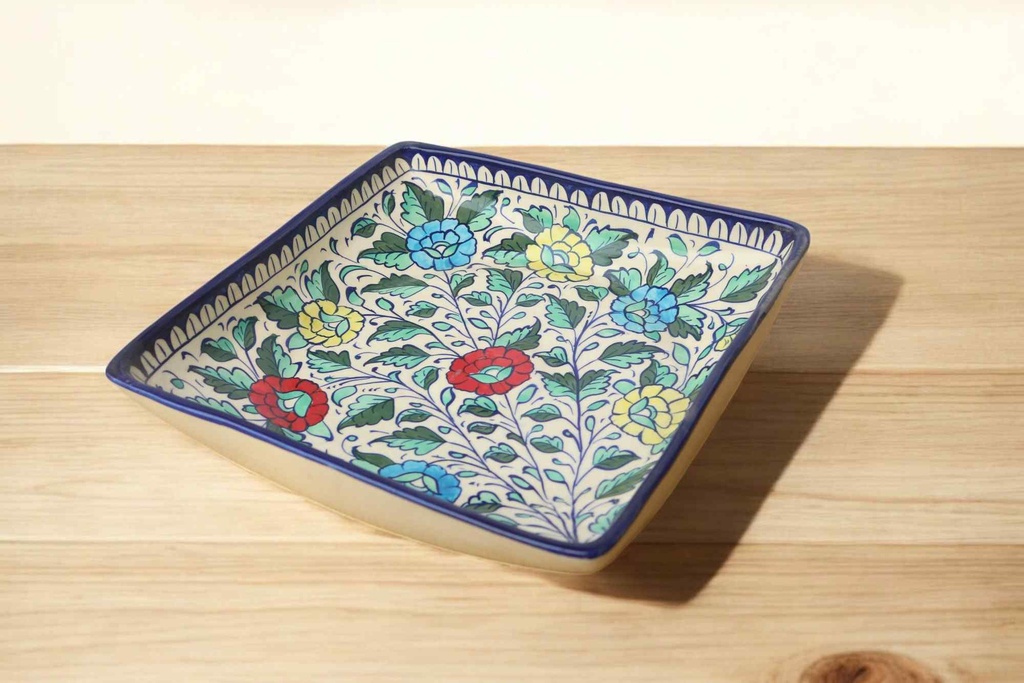Blue Pottery Square Dish