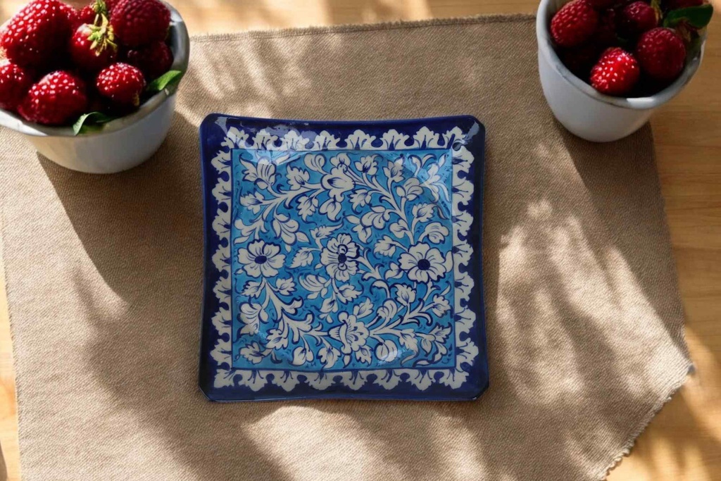 Blue Pottery Square Plate