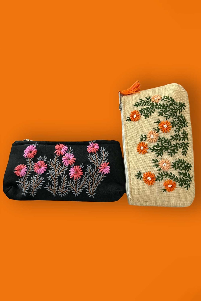 Extra image for Black floral pouch