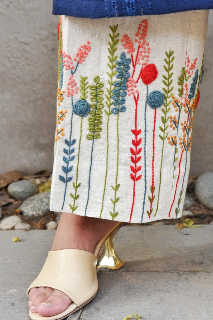 Extra image for FLORAL EMBROIDERED PANTS