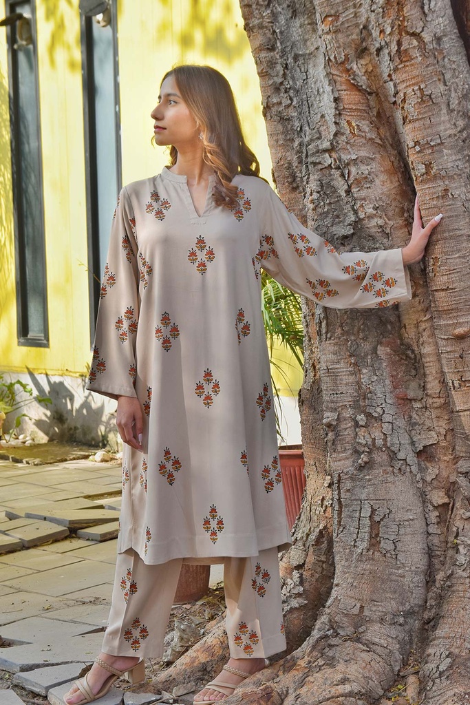 Extra image for BEIGE BLOCKPRINT SUIT
