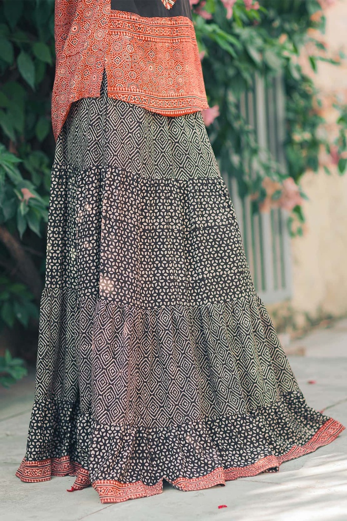 Extra image for Black Ajrak Skirt