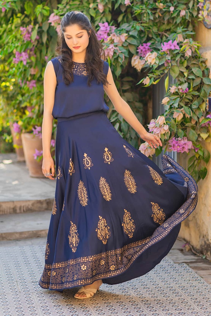 Extra image for Silk Blockprint Skirt Dress