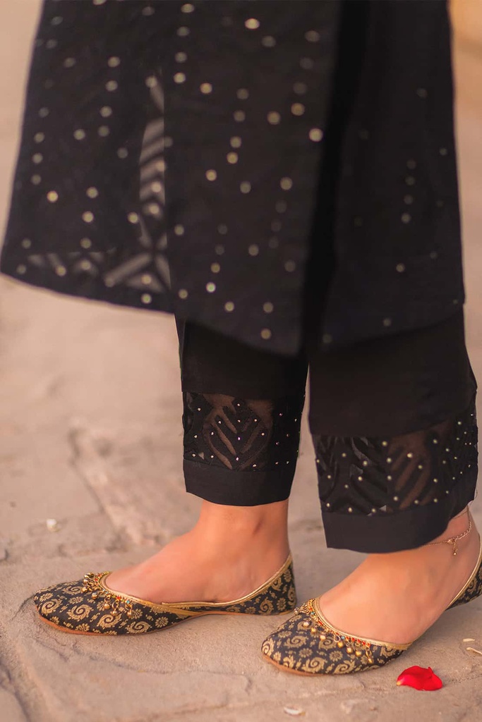 Extra image for Black Applique Pants