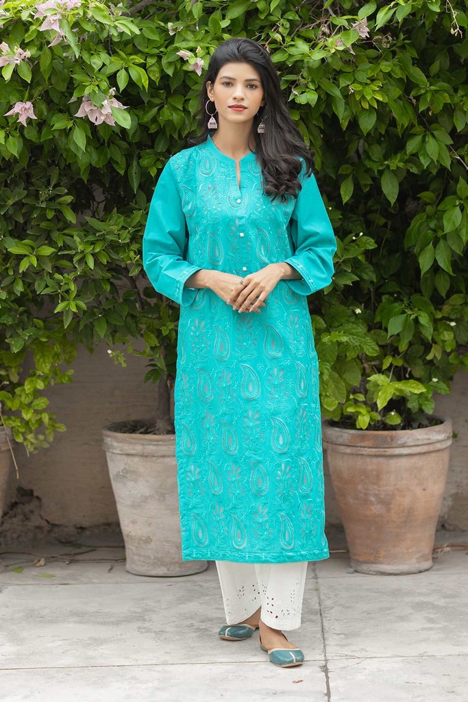 Extra image for Seagreen Embroidered Kurta