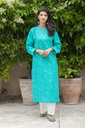 Extra image for Seagreen Embroidered Kurta