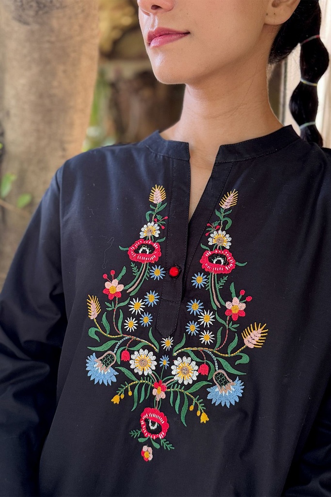 Extra image for Embroidered Black Kurta