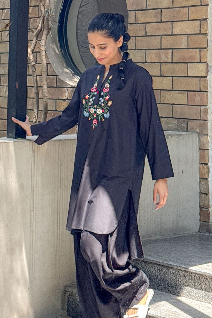 Extra image for Embroidered Black Kurta