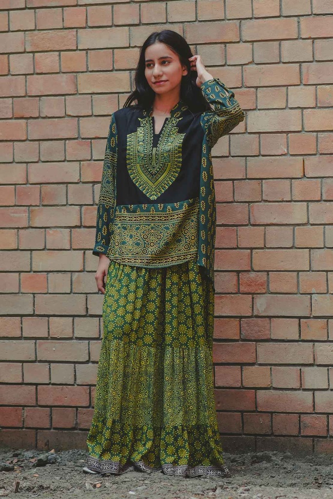 Extra image for Green Ajrak Skirt