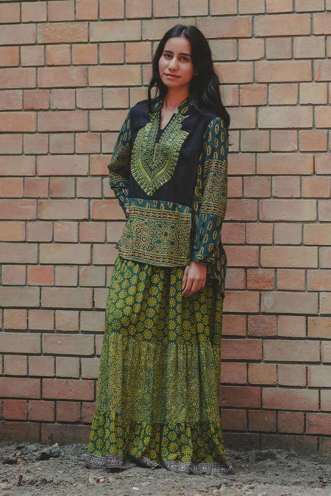 Extra image for Green Ajrak Skirt