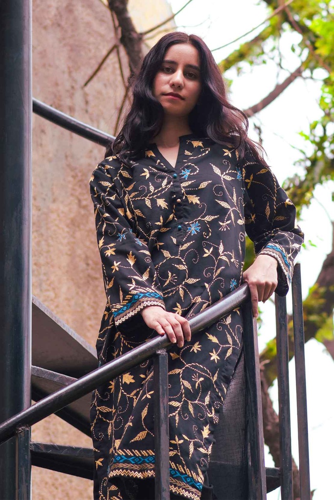 Extra image for Black Hand Embroidered Kurta