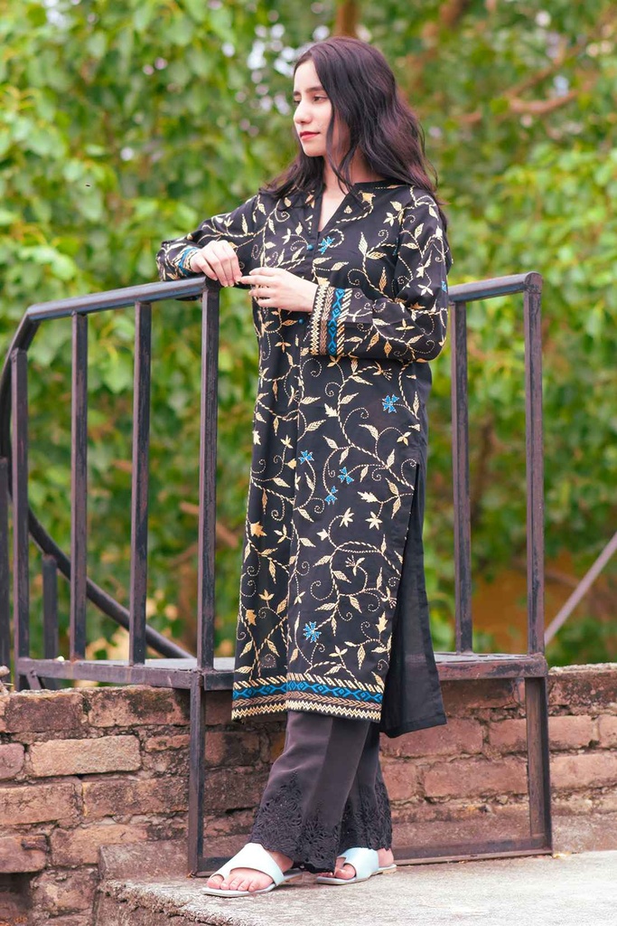 Extra image for Black Hand Embroidered Kurta