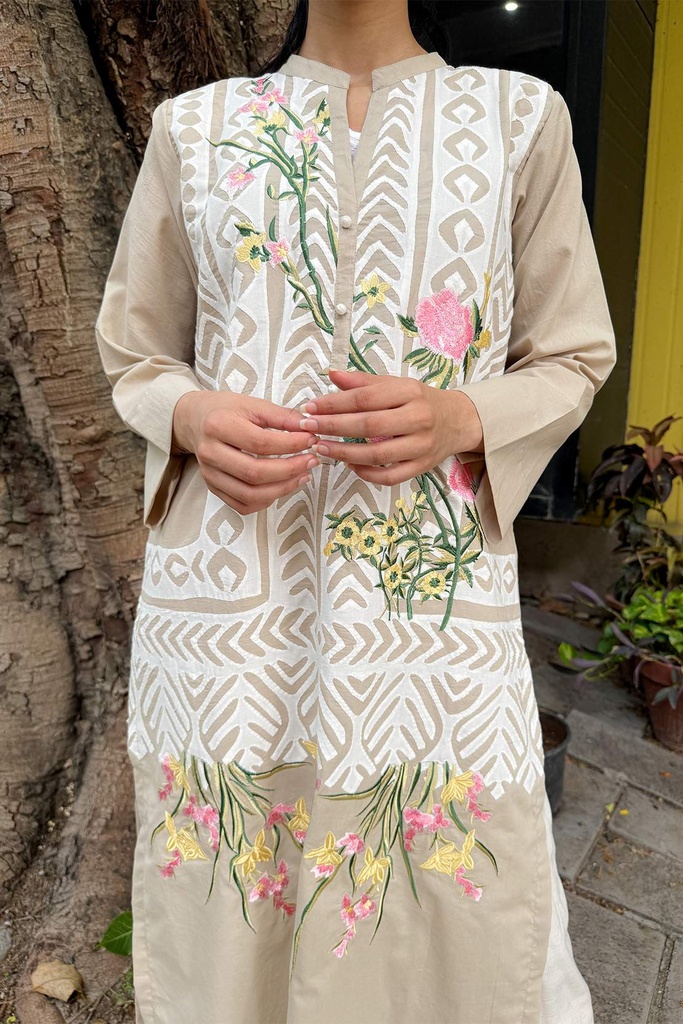 Extra image for Beige Applique Kurta