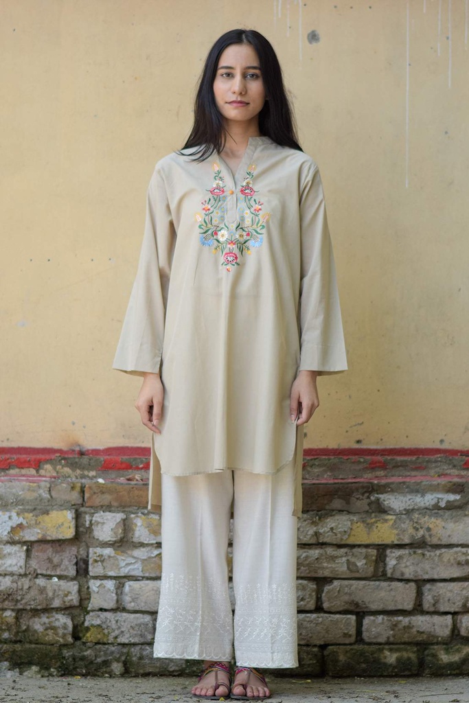Extra image for Beige Embroidered Kurta