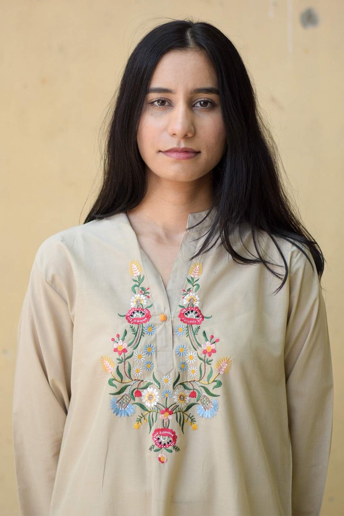 Extra image for Beige Embroidered Kurta
