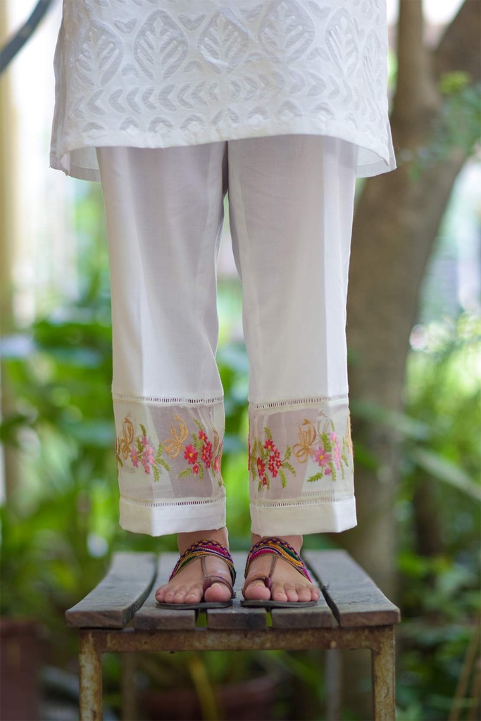 Extra image for White Embroidered Pants