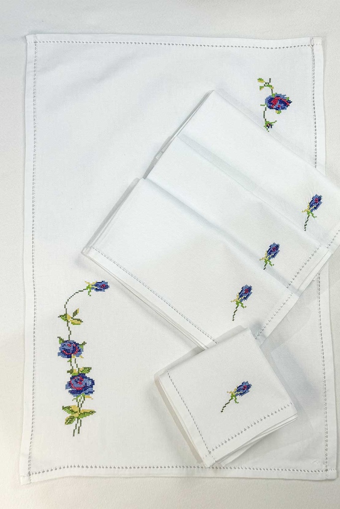 Extra image for Blue Embroidered Mats Set