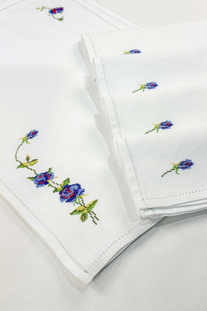 Extra image for Blue Embroidered Mats Set