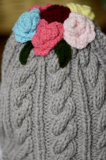Extra image for Flower Tea Cozy - Light Grey